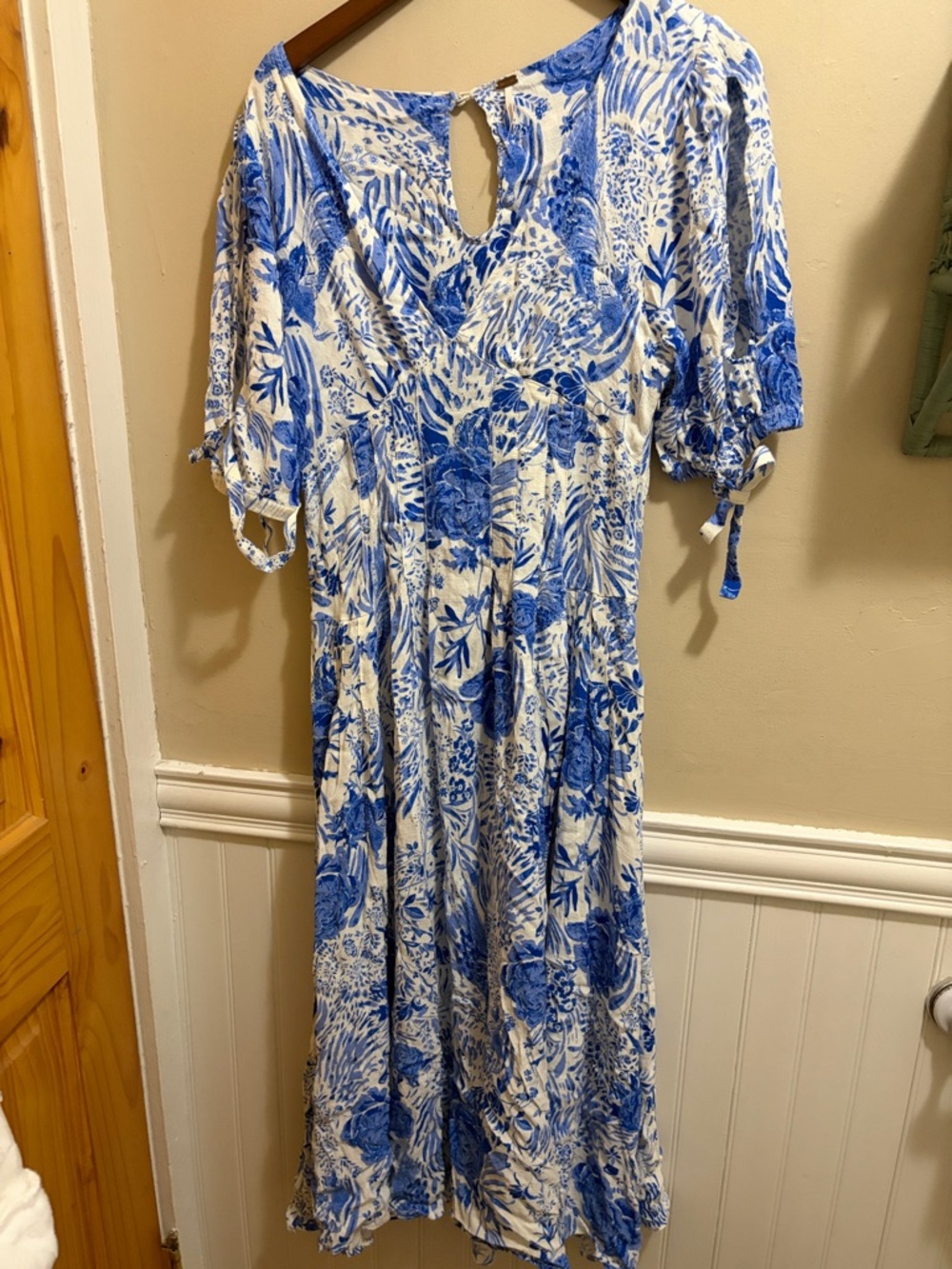 Free People Blue & White Floral Midi Dress